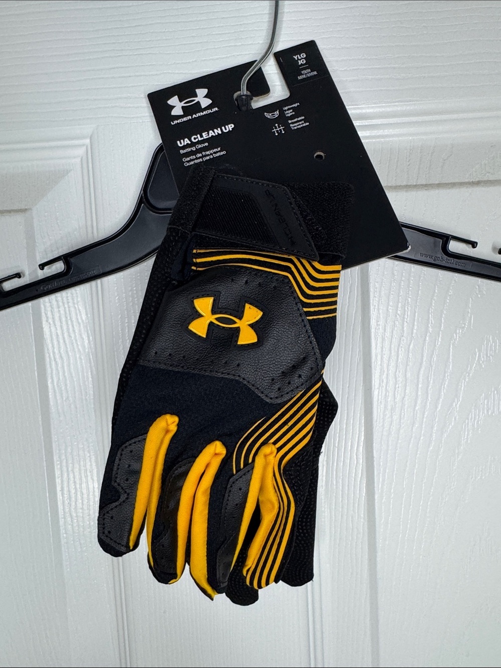 NWT Youth Under Armour Black and Gold Batting Gloves